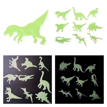 O Novo 9pcs/saco de Animais de Dinossauro Noite Adesivo que brilha no Escuro Quarto de Crianças, Arte de Parede Decoração (Tamanho: 90 mm)
