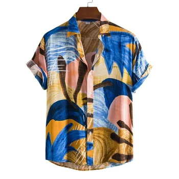O Produto mais vendido Em 2022 Casual Floral Praia Camisa de Verão dos Homens Novos Curto mangas de Camisa de Roupas masculinas