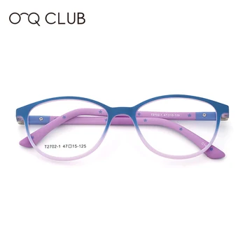 O-Q CLUBE para Crianças Armações de Óculos Bonito Flexível Rodada Óculos de Miopia de Prescrição TR90 de Silicone Meninos Girs Óculos T2702-1