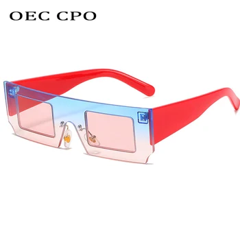 OEC CPO Steampunk Retângulo Óculos de sol das Mulheres da Marca do Designer Vintage Praça de Óculos de Sol Feminino, Homens de Óculos, Oculos De Sol UV400