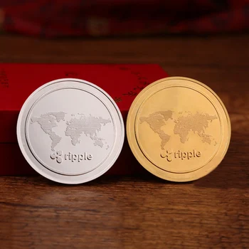 Ondulação de moeda XRP 24K ouro real platec crachá de 40 mm marca nova moeda da lembrança Moedas Comemorativas