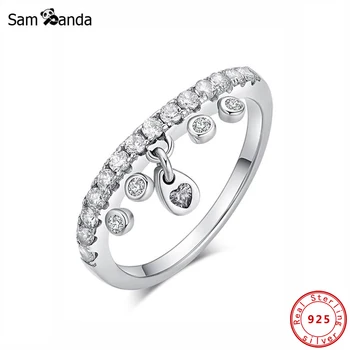 Original 100% 925 Silver Ring Candelabro de Gotas de Anéis de Dedo de Limpar CZ Para as Mulheres do Vintage Casamento Jóias de Presente
