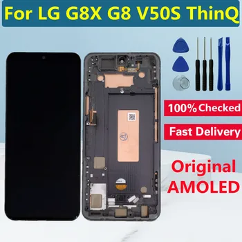 Original AMOLED Ecrã LCD Para LG G8X G8 V50S ThinQ Display LCD Com Moldura de Digitador da Tela de Toque Para LG G8S LCD de Substituição