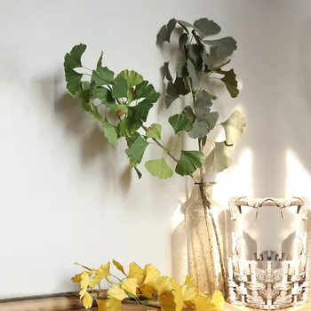 Outono Decoração Gingko Folha Home Mobiliário de Jardim Natal DIY Casamento, Buquê de Noiva Imitação da Folha da Planta Flor de Parede