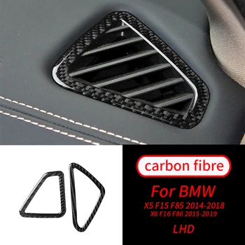 Para a BMW X5 X6 F15 F16 14-18 Real de Fibra de Carbono, Carro de CA da Tomada da Guarnição Reequipamento da Saída de Ar do Quadro de Adesivos de Decoração de Interiores, Estilo Carro