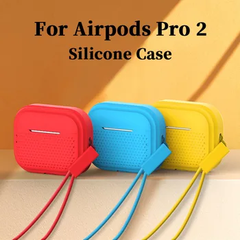Para Airpods 2 Pro Caso de Silicone Com Cordão de Ponto de Fone de ouvido Shell de Fone de ouvido Capa Para Apple Airpod Pro 2º 2 Geração de Caso Funda