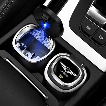 Para Hyundai GENESIS g80 g70 g90 gv80 Auto Acessórios do carro 4S High-end Carro Cinzeiro LED Ligh Liga cinzeiro Cinzeiro Portátil