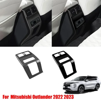 Para Mitsubishi outlander 2022 2023 ABS preto carbonfiber Traseiro, Saída de Ar Condicionado Tampa de volta AC tampa de ventilação acessórios do carro