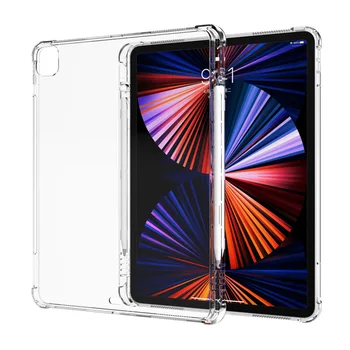 Para o iPad Pro 11 12.9 Caso Ultra Fina Transparente Capa de Silicone TPU para iPad Pro 12 9 2018 2020 2021 com porta-Lápis Funda