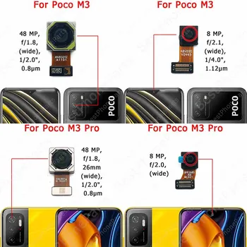Para Xiaomi Mi Poco M3 Pro M3Pro Original Selfie Frontal Dianteiro Traseiro Traseiro Virado Para Trás Pequena Módulo De Câmera De Peças De Reposição
