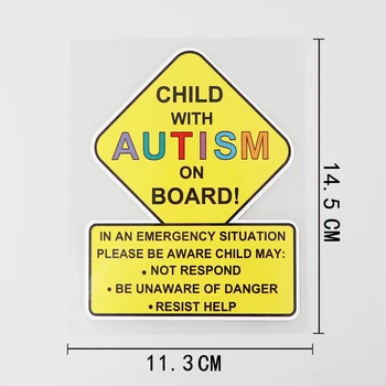 Personalidade de Personalização da Criança com Autismo Carro Caminhão Decalque Aviso de PVC adesivos de Carro de 11,3 CM X 14,5 CM