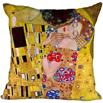 Personalizado Art Padrão de fronhas de Gustav Klimt Praça Fronha de Natal com Zíper fronha 40*40cm,45*45cm(Um Lado)