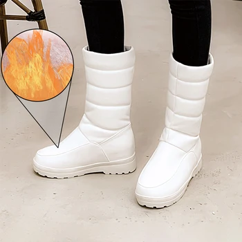 Plus Size 34-50 Concisa Plataforma Fur Botas Senhora Casual Baixa de Calcanhar, Tornozelo Botas de Neve de Mulheres 2019 Inverno Quente antiderrapante Sapatos de Mulher