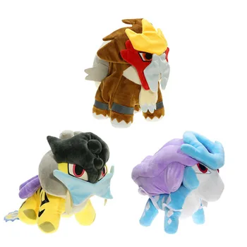Pokemon Pelúcia Animal de Pelúcia Brinquedo Q a Versão de Três Sagrados Entei Suicune Raikou de Pelúcia Boneca de Presente das Crianças de 8 Polegadas