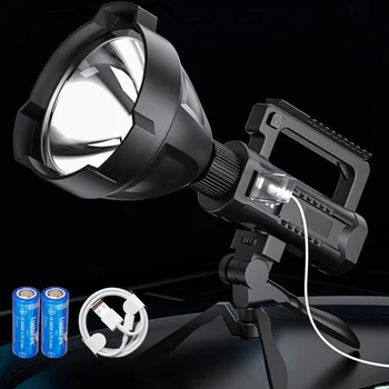 Potente Lanterna LED Super Forte Lanterna Recarregável USB Lâmpada Portátil de Alta Potência Refletor de Luzes XHP70 da escala Longa da Lâmpada
