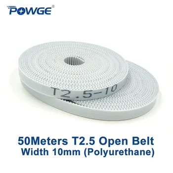POWGE 50Meters Trapézio T2.5 Abra síncrona correia Dentada largura de 10 mm de Poliuretano aço PU T2.5-10 abrir a polia de Correia impressora 3D