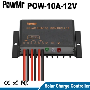 PowMr 10A 12V Controlador de Carga Solar 12V IP68 Impermeável, Sem Luz e Timer de Controle de Carga de 24 horas de Trabalho ao ar livre