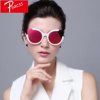 Psacss 2019 Óculos estilo olho de Gato Mulheres Designer da Marca Vintage Reflexiva de Óculos de Sol Para Mulheres Espelho Retro gafas de sol mujer
