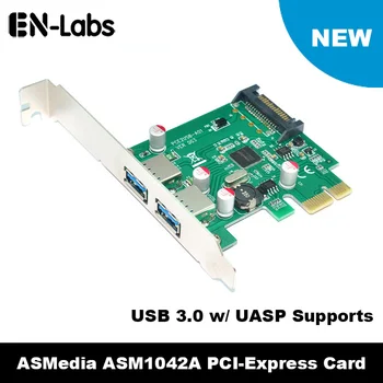 Pt-Labs 2 Portas PCIE USB 3.0 Expansão Adicionar No Cartão c/ Suporte a UASP - Hub USB Express Adaptador de Cartão para PC w/ Alimentação SATA