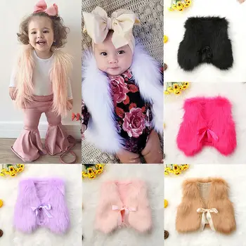 PUDCOCO Moda Outono Bebê Crianças Meninas de Peles Colete Colete Infantil Casaco de Inverno Outwear Jaqueta de 6M-5Y