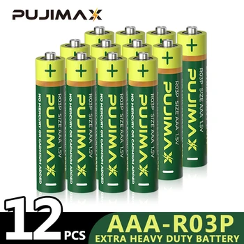 PUJIMAX 12PCS de 1,5 V de Carbono Bateria R03P AAA Descartáveis Seco Bateria Para Controle Remoto Brinquedos da Calculadora Termômetro de Campainha