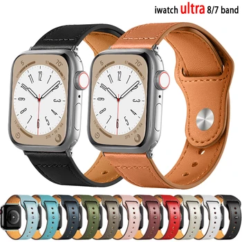 Pulseira de couro Para Apple relógio Ultra 49mm 44mm 40mm 4238mm smartwatch pulseira apple assistir série 8 7 3 4 5 6 se 41mm/45mm banda