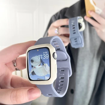 Pulseira de Silicone para Apple Faixa de Relógio 45/44/42mm Watchbands 41/40/38mm Smartwatch de Borracha Bracelete de Esportes iWatch Série 876543SE
