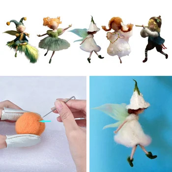 Puxão de Feltro de Lã feito a mão DIY Boneca de Anjo Forest Fairy Elf Lã Material do Kit de Brinquedos de Pelúcia de Artesanato Para Crianças Chaveiro Saco de Decoração