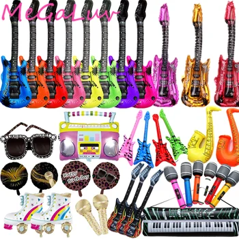 Pvc Inflável Instrumento Musical Guitarra Balão Microfone Saxofone de Aniversário, Festa de Karaoke Decoração Brinquedo infantil Balões