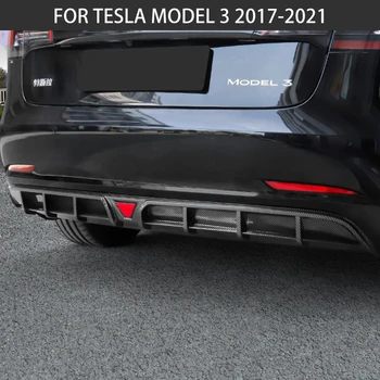 Pára-Choques Traseiro Com Difusor Divisor De Queixo Lip Spoiler Body Kit Para Tesla Model 3 2017 18 19 20 2021 Negro De Carbono Tuning Acessórios