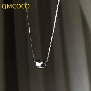QMCOCO Forma de Bola de Prata de Cor Simples Colar Pingente Novo Estilo coreano Mulher INS de Luz Estilo Luxo Delicadeza Clavícula Cadeia