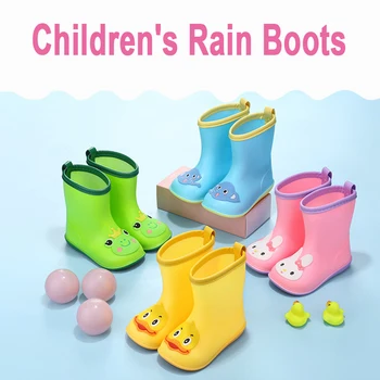 Quente Novo Clássico da Moda Filhos Rainboots da Borracha do PVC de Bebê Crianças dos desenhos animados de Sapatos Crianças Sapatos de Água Waterproof Botas de Chuva