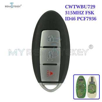 Remtekey chave Inteligente 3 botão 315MHZ FSK ID46 PCF7936 CWTWBU729 para Nissan 2008 2009 2010 Versa Desonestos Pathfinder