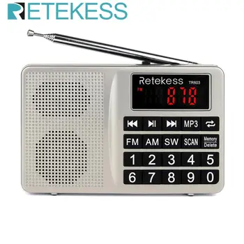 RETEKESS TR603 Portátil AM FM SW Rádio Digital Tuning Receptor de USB do Apoio TF Cartão Leitor de MP3 alto-Falante Com Bateria Recarregável