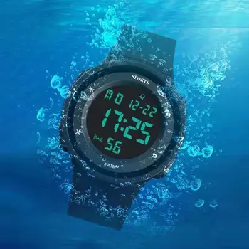 Retro Digital Rodada do Relógio de LED Luminoso Esporte de Marcação Casual Relógio Exterior de Borracha de Pulseira de Relógio na Moda para Homens