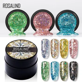 ROSALIND Glitter Gel Unha polonês Brilhante Híbrido Verniz Brilhante Para Pintura de Unhas de Design de Arte arco-íris de Gel Unhas De Manicure