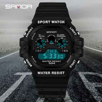 SANDA Homens Relógios Militares Resistente à Água do Esporte LED Relógios Digitais Exército Cronômetro de Pulso de Luxo Masculino Relógio relógio masculino