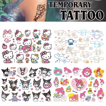 Sanrio Cartoon Anime Melody Hello Kitty Kuromi Tatuagem Adesivos Impermeáveis Tatuagens Temporárias De Arte Corporal Cosplay Decoração Brinquedos