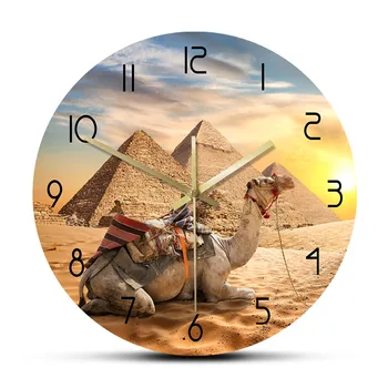 Sara Animais Pôr Do Sol Do Deserto De Camelo Relógio De Parede Egito Pirâmides Egípcias Arquitetura Decoração Da Casa Tranquila Relógios África Viagem De Presente