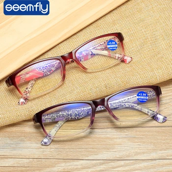 seemfly de lente do PC Ultra Leve Óculos de Leitura para as Mulheres, Astigmatismo ou Hipermetropia Óculos Anti-Luz azul Óculos de Armação +1.0 1.5 2.0