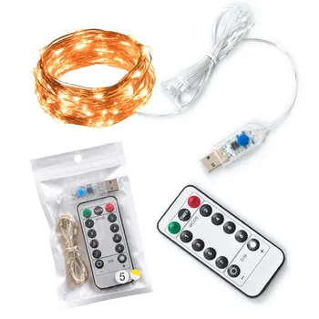 Seqüência de Luzes de Fadas Led USB 8Mode 10M/20M 50/100/200LED com Controle Remoto Guirlandas de Casa, Casamento, Natal, Decoração de Lâmpadas
