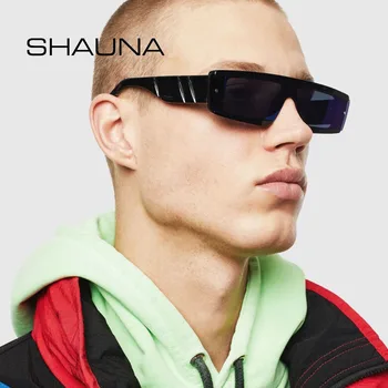 SHAUNA Retro Metade Quadro de Retângulo Óculos de sol das Mulheres da Marca de Designer de Moda Rebites Coloridos Tons Homens UV400