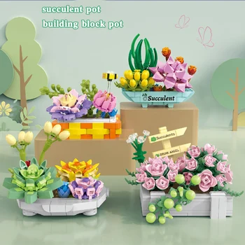Simulação de Flor em Vaso de Blocos de Construção de Mini Bonsai ambiente de Trabalho Criativo Decoração Planta MOC Menina Modelo Dom Criança Brinquedos