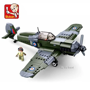 Sluban WW2 Militar do Exército Spitfire Avião Cidade Warplane Luta de Avião Define o Modelo de Construção de Blocos de Brinquedos para as Crianças os Presentes dos Meninos