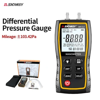 SNDWAY manômetro de pressão diferencial LCD portátil digital dual-port manômetro o manômetro de pressão diferencial testador de SW-512