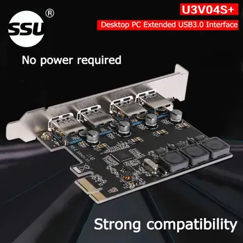 SSU U3V04S+ 4 Porta USB 3.0, PCIe Cartão de Expansão PCI Express Hub USB Adaptador de Expansão PCIe Cartão