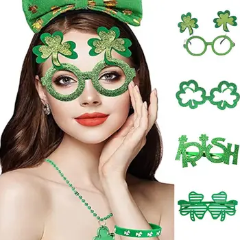 St Patrick Dia de Festa Irlandesa Sorte Verde Trevo de Óculos Festival Festa de Carnaval Decorativos Adereços Foto DIY Óculos