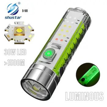 Super Lanterna LED Brilhante 8 Modos Com Luz Lateral Forte Ímãs Rechargeble Impermeável de Trabalho Portátil Tocha da Iluminação Exterior