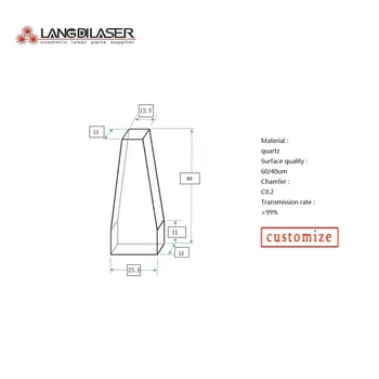 Tamanho : 69(11)*23.5(12.5)*12 / Laser do Diodo Prisma de Cristal, Como Material de Quartzo / com AR de filme de revestimento