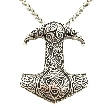 Thor O Martelo Triskele Triskelion Trindade Símbolo Odin Raven Amuleto Mens Womens Necklace Fornecedores Dropship